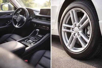 Sauberer Auto Innenraum und glänzende Felgen