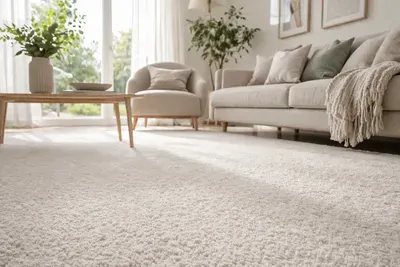 Frisch gereinigter Teppich im Wohnzimmer